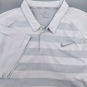 Nike Golf Zonal Cooling Men's XXL Polo Golf Shirt Gray Striped Golf Dri-Fit Grey